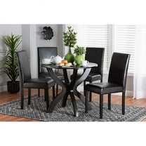 Baxton Studio Trine Modern Espresso Brown Faux Leather and Wood 5-Piece Dining Set