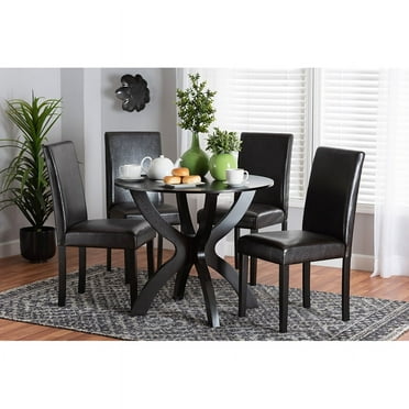Baxton Studio Trine Modern Espresso Brown Faux Leather and Wood 5-Piece Dining Set