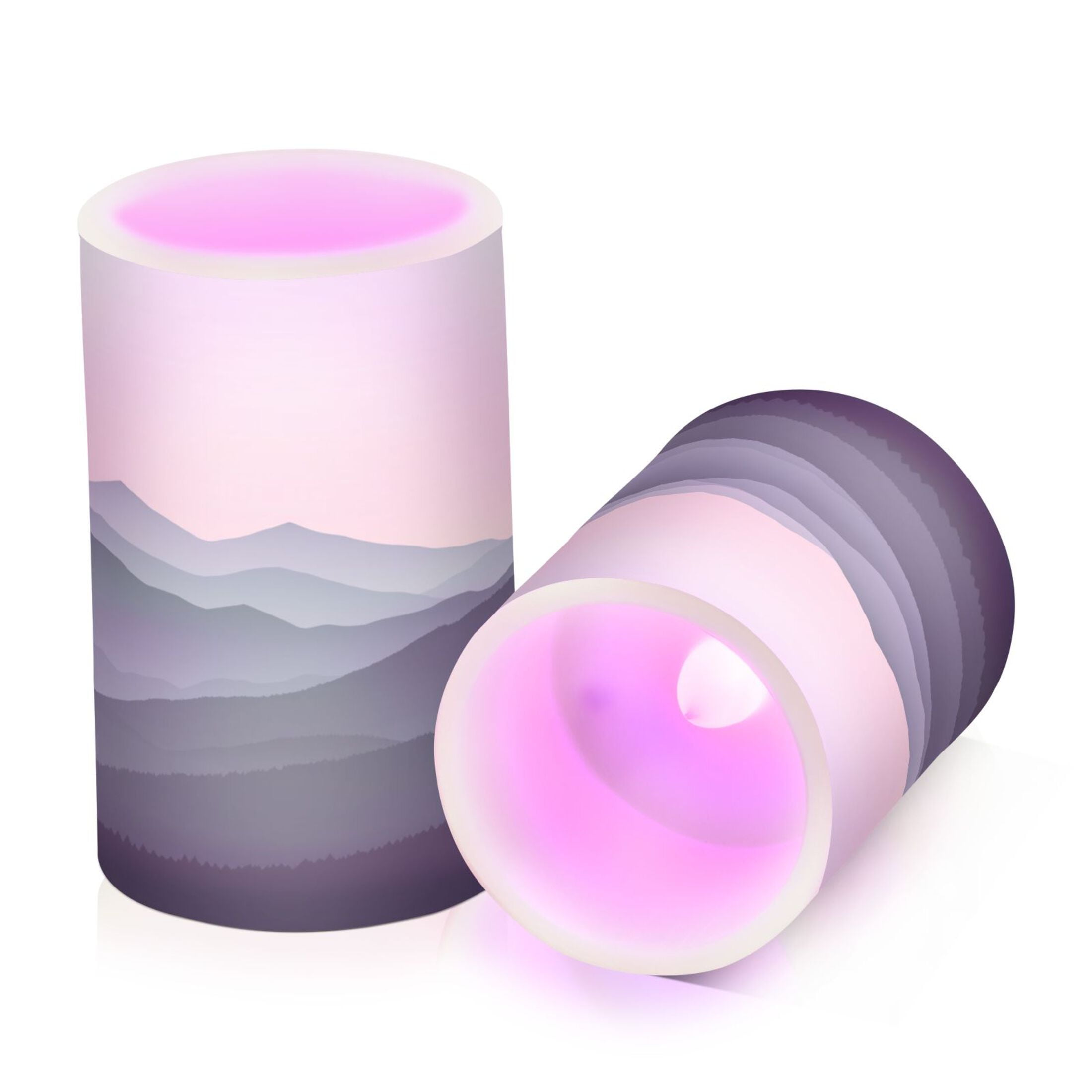 Layered Mountain Set of 2 Flameless LED Candles Remote and Timer Indoor Outdoor