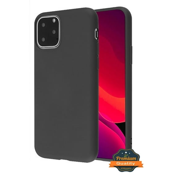 Apple iPhone 11 Pro Phone Case Slim Fit Thin Premium Hybrid Liquid Silicone Rubber TPU Shockproof Protection BLACK Cover with Soft Microfiber Lining Cushion Protective Case for Apple iPhone 11 PRO