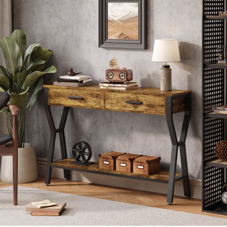 Tarnorci Console Table with 2 Drawers Entryway Tables with Storage Sofa Table Behind Couch for Living Room Farmhouse Entry Tables for Hallway Foyer Front Door