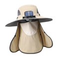thumbnail image 4 of Sombrero de pescador con ventilador solar para exteriores, transpirable, de ala ancha, cómodo e impermeable. Caqui, 4 of 9