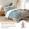 thumbnail image 7 of Summer Beach Bedding Duvet Cover Set Queen Size 4 Pieces Water Ripple Ocean Art Realistic Sea Sand Bedding Set with Zipper Closure, 1 Comforter Cover 90x92 Inches 1 Flat Sheet & 2 Pillow Cases, 7 of 7