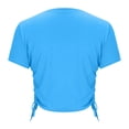 thumbnail image 6 of CQONEPT Womens Crop Tops Casual Round Neck Short Sleeve Drawstring Shirts Side Slim Fit Stretchy Tunic Tee Blue S, 6 of 7