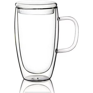 Keimprove Glass Coffee Mug with Lid and Handle 11.8oz Good Morning Glass  Clear Round Drinking Glasses for Coffee, Tea, Soup, Cereal, Ice Cream,  Cappuccino, Clear Drinking Cup, Coffee Mug 