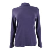 Karen Scott Women's Petite Long-Sleeve Mock-Neck Cotton Top (PS, Cassis)
