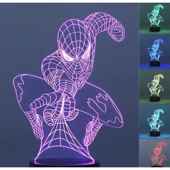 3D Super Hero Spider Man Led Night Light Illusion Table Desk Lamp Gift 7 Color??