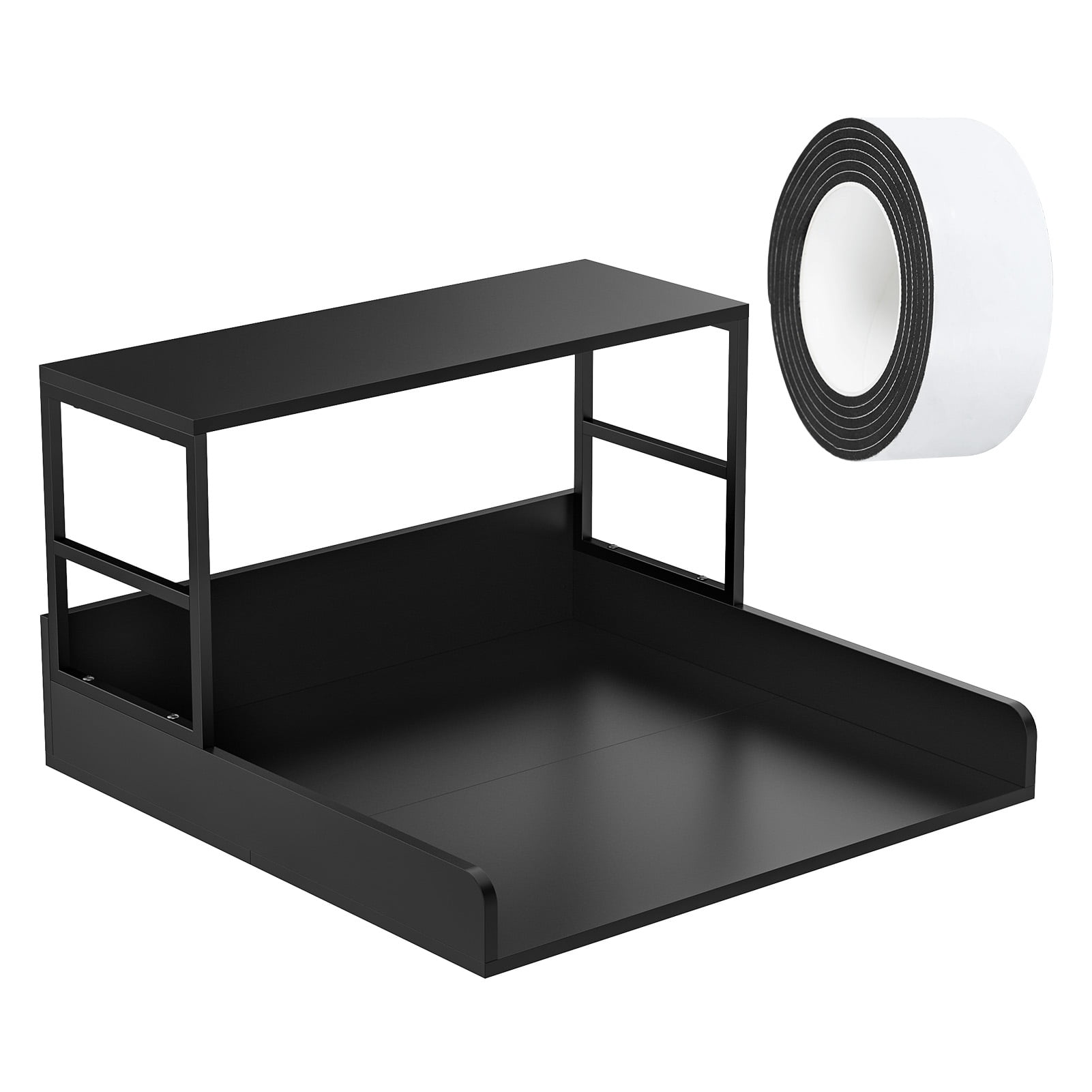 SHUO Y - 27.5" Washer Dryer Countertop with Shelf, 2-Tier Laundry Countertop, Washer Dryer Topper, Laundry Room Storage Organizer (with 3.0M Silicone Strip), Black
