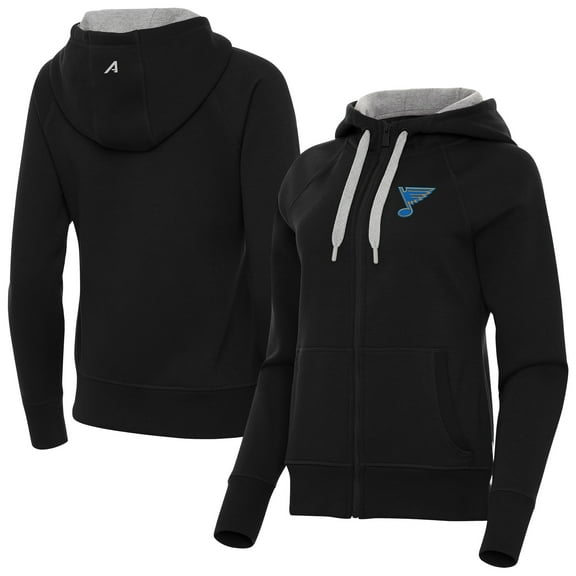 Women's Antigua Black St. Louis Blues Victory Full-Zip Hoodie