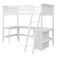 thumbnail image 5 of Tcbosik Loft Bed Twin Size, Bed Frame with Desk and Storage Shelves, Inclined Ladder and Safety Guardrail, Wood Slats Support, Easy Assembly, White, 5 of 10