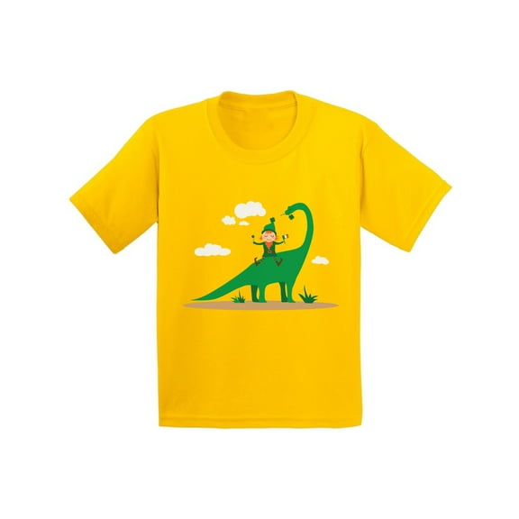 Awkward Styles Leprechaun Dinosaur Youth Shirt St. Patrick's Day T Shirt Saint Patrick Tshirt Kids St. Patrick's Day Outfit Irish Shirt Dinosaur T Shirt for Kids Cute Irish Gifts for Boys and Girls