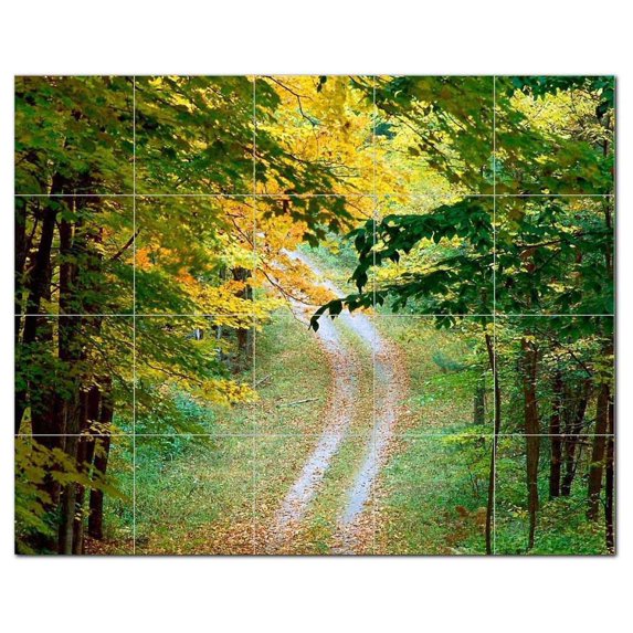 Trees Leaves Ceramic Tile Mural Kitchen Backsplash Bathroom Shower, 406028-XL54