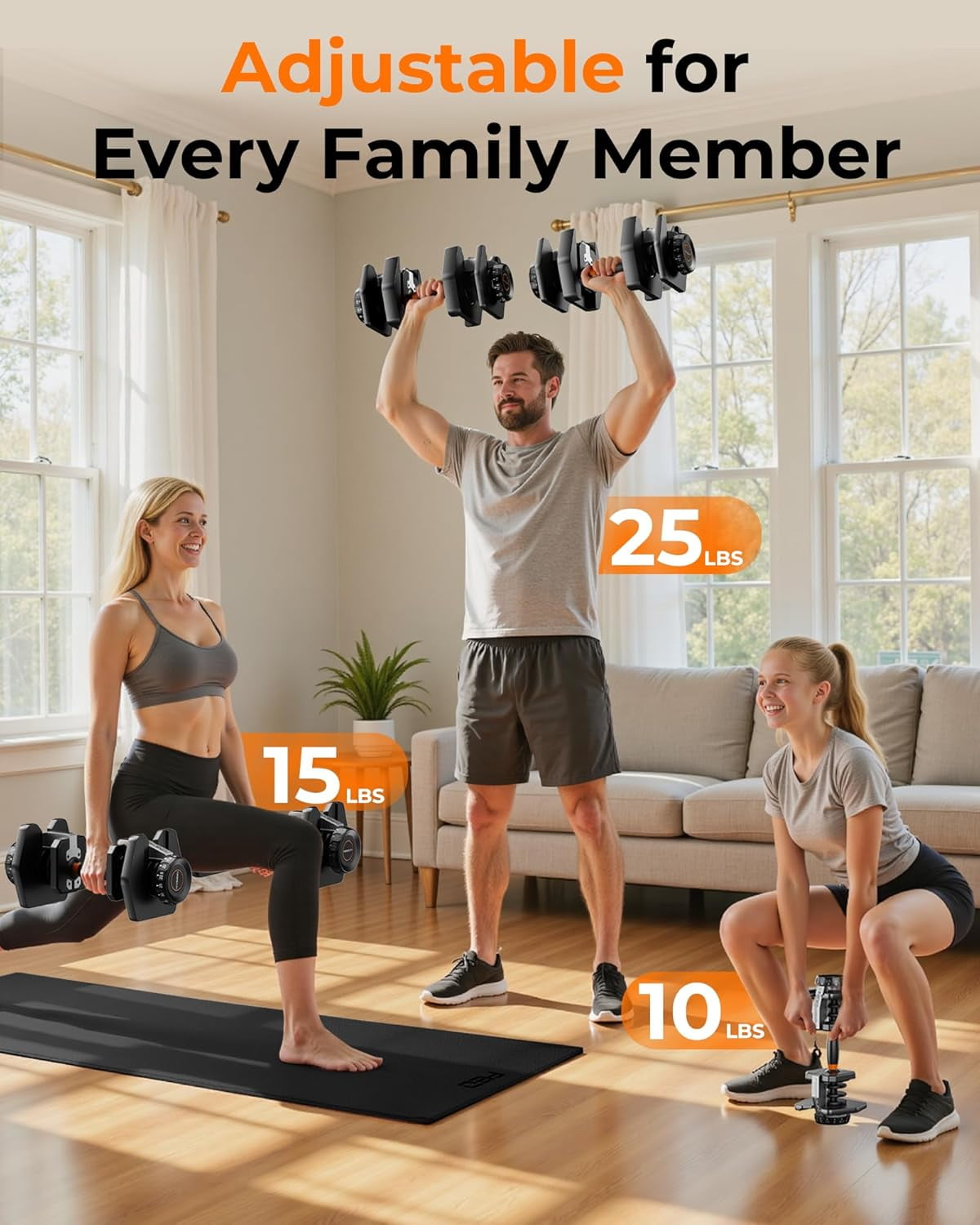 15-in-1 Adjustable Dumbbell Set, 105lb Weight Set Dumbbells with Storage Box, Quick Adjust Free Weight with Non-slip Handles Dumbbells for Home Gym Exercise Strength Training