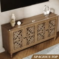 thumbnail image 4 of HLR 63"W Mid Century Accent Cabinets, Sideboards Buffets Cabinet with 4 Doors Storage for Dining Room, Brown, 4 of 9