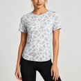 thumbnail image 4 of Trendfront Womens Geometric Pattern T Shirts Crew Neck Short Sleeve All Over Abstract Print Athletic Performance Gym Workout Activewear Top, 4 of 6