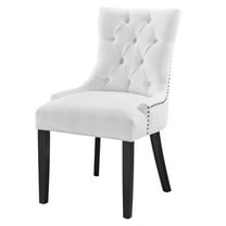 Side Dining Chair, Rivet Nailhead, White, Fabric, Kitchen Cafe Bistro Hospitality Restaurant, Modern Contemporary HB32915
