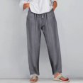 thumbnail image 5 of Ediodpoh Women Casual Solid Color Trouser Pant Cotton Blend Drawstring Elastic Waist Pocket Long Wide Leg Pants Pants for Women DY XXXL, 5 of 8