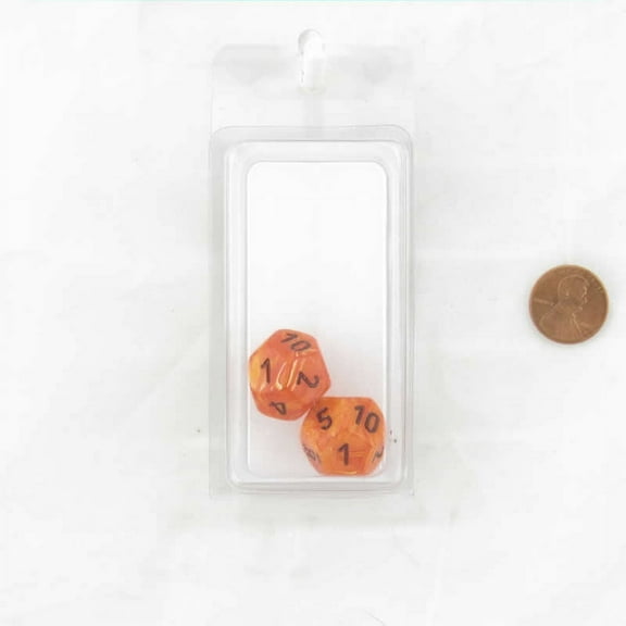 Orange Vortex Dice with Black Numbers D12 Aprox 16mm (5/8in) Pack of 2 Wondertrail