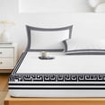 thumbnail image 6 of Full Size Fitted Sheet Set - White Geometric 3 Piece Bedding Sets 16" Deep Pocket Fitted Sheet with 2 Pillowcases Black Greek Key Design Abstract Modern Art Brushed Microfiber Hotel Luxury Bed Sheets, 6 of 9
