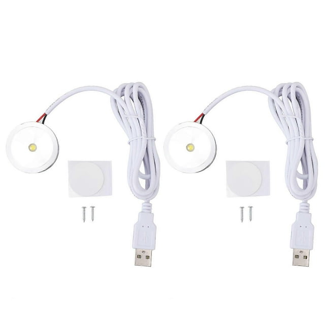 Projecteur LED rond à brancher sur un port USB, avec câble de 1,3 m, pour vitrine, armoire à bijoux, étagère, lumière naturelle 5 V
