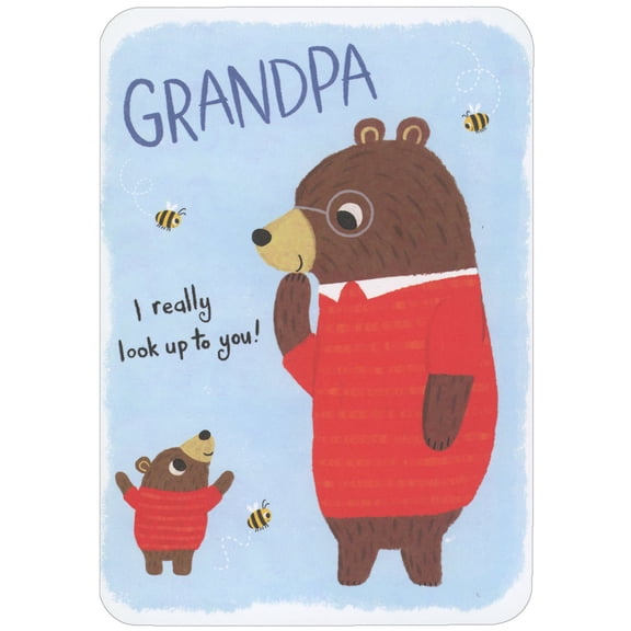 RSVP Small Bear in Red Sweater: I Really Look Up to You Juvenile Father's Day Card for Grandpa