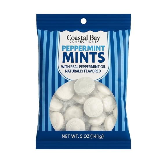 Coastal Bay Confections Naturally Flavored Peppermint Mints, 5 oz Bag