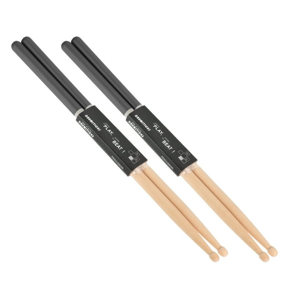 Maple Wood Drumstick 5A Anti Slip Handle Grips Drum Stick Black for Drumming Musical, 2 Pair