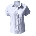 thumbnail image 5 of Teissuly Ladies Solid Color Cotton And Linen Shirt Short Sleeve Lapel Button, 5 of 9