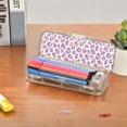 thumbnail image 7 of Plastic Pencil Box Large Capacity Pencil Boxes Clear Boxes with Snap-Tight Lid Stylish Office Supplies Storage Organizer Box Neon Purple Leopard Print, 7 of 7