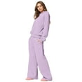 thumbnail image 5 of CIENVNSTG Women's 2 Piece Outfits Bow Trim Print Long Sleeve Hoodie Sweatsuit Sets Sweatshirt Comfortable Loose Wide Leg Sweatpants Purple XL, 5 of 6