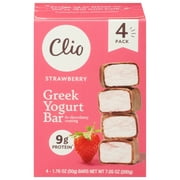 Clio Strawberry Greek Yogurt Bar in Chocolatey Coating, 1.76 oz, 4 Ct