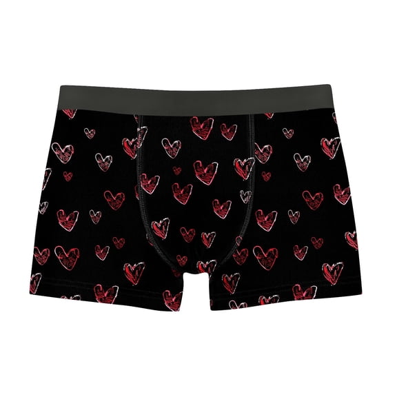 Vetsdori Mens Soft Trunks Casual Valentines Cozy Boxers Trendy Elastic Waist Heart Print Underwear for Men Boxer Briefs