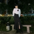 thumbnail image 3 of PIKADINGNIS New Mermaid Denim Skirt for Women Fashion Split Trumpet Ruffles Long Skirt Female Korean High Waist Bodycon Skirts, 3 of 6