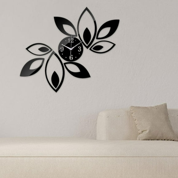 Reloj de pared con espejo acrílico, decorativo, moderno y preciso, con pegatinas de espejo para dormitorio, comedor, cafetería interior, decoración de Negro