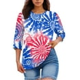 thumbnail image 4 of Summer Tops For Women 2025, 4Th Of July Print Round Neck Three Quarter Sleeves T-Shirt Oversized Tshirts Long Sleeve Tops Woman Tube Short Tops Yoga Womens Tops Tank Tops (3XL, Hot Pink) ZMTing, 4 of 5