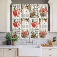 thumbnail image 4 of 3 Piece Kitchen Curtains and Valances Set Strawberry Cafe Curtains 36 Inch Length Summer Fruits Green Botanical Floral Valance & Tier Curtain for Living Room Bedroom Small Window 54"x18"+27"x36"*2, 4 of 6