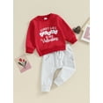 thumbnail image 4 of Elippeo Baby Boy Valentine's Day Outfits 3M 6M 12M 18M 24M 3Y Letter Print Long Sleeve Sweatshirt and Elastic Pants for Toddler Fall Clothes, 4 of 10
