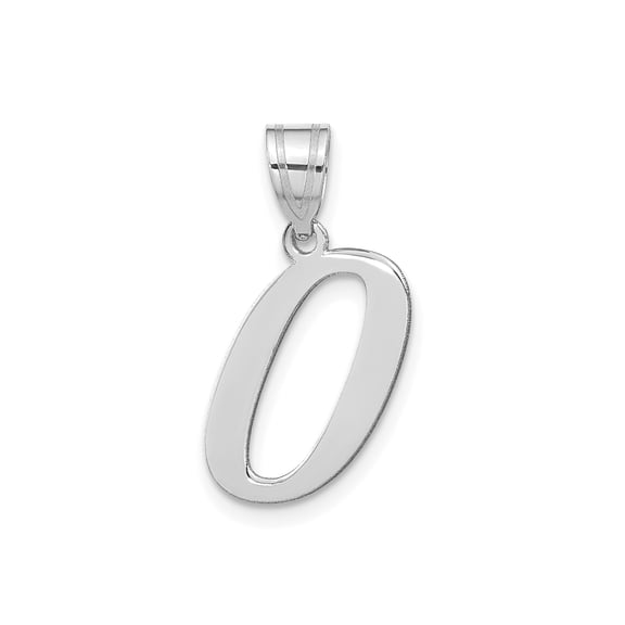 14k White Gold Letter O Initial Pendant Charm, Polished Cutout Monogram for Women