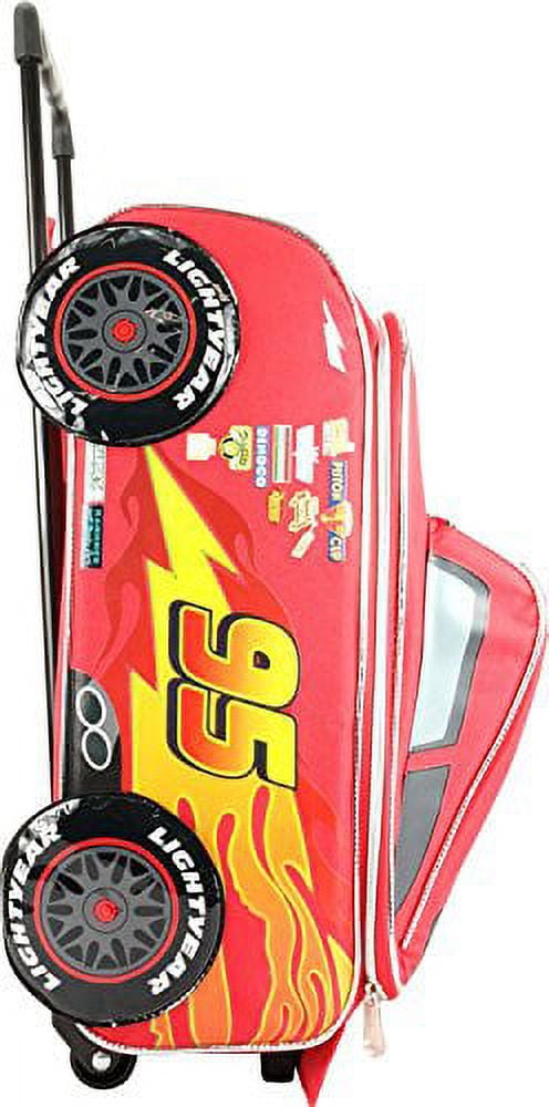 Large Rolling Backpack - Disney - Cars Lightning Mcqueen Shape 16" New 002497