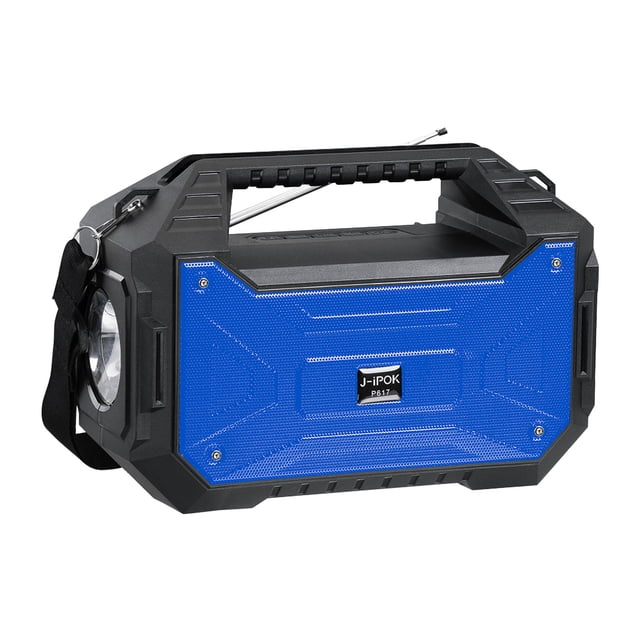 Qocolhg Portable Bluetooth Speaker with Solar Charge, Wireless Speaker Audio with Outdoor Emergency Flashlight, Longer Playtime Fun Party Light High Power Speaker for Indoor or Outdoor Use, Blue