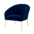 thumbnail image 3 of Nicole Miller Velvet Accent Chair Kamryn Barrel Style, Navy/Gold, 3 of 9