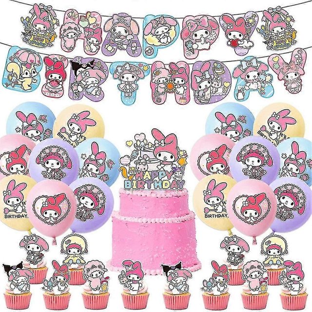 Kit de decoración de fiesta shaofei My Melody incluye pancartas globos adornos