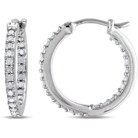 1/2 Carat T.W. Diamond Sterling Silver Hoop