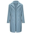 thumbnail image 3 of IROINNID Women's Trench Coat Notch Lapel Solid Color Long Sleeve Loose Casual Buttons Loose Hoodless Outerwear Tops, Light Blue, 3 of 5