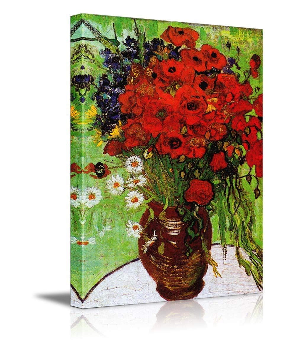 wall26 Red Poppies Daisies Vincent Van Gogh Oil Painting Reproduction