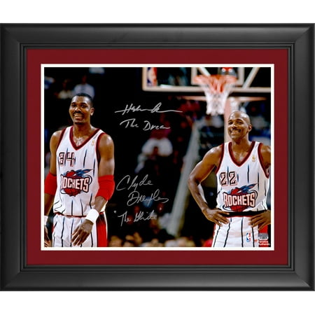 Hakeem Olajuwon, Clyde Drexler Houston Rockets Framed Autographed 16" x 20" Photograph with The Dream and The Glide Inscriptions - Fanatics Authentic Certified