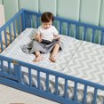 thumbnail image 3 of Twin Size Floor Bed for Toddlers and Kids, Solid Wood Montessori Floor Bed with Safety Fence Rail with Door, Durable Montessori Bed Frame with Sturdy Slats Support for Boys and Girls, 3 of 6