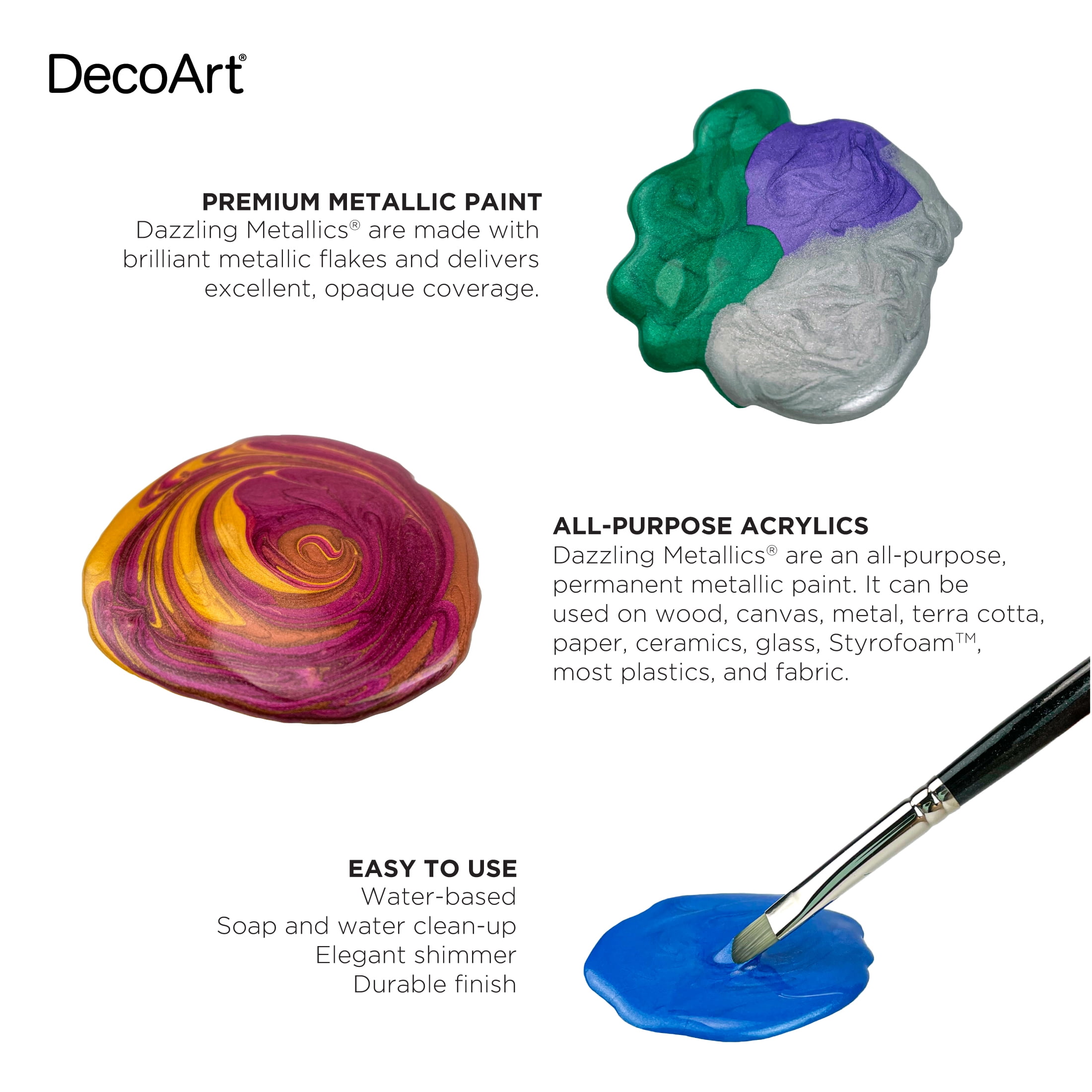 Peinture acrylique métallique - DecoArt Dazzling Metallics - Ice Blue x59  ml - Perles & Co