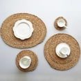 thumbnail image 6 of Round Woven Placemats For Dining Table, Water Hyacinth Straw Braided Placemat, Heat Resistant Non-Slip Weave Placemats Handmade, 6 of 9