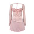 thumbnail image 4 of Vestido sexy de encaje sin espalda y manga larga con cuello en V y mangas acampanadas para mujer, estilo europeo, tallas S-M-L, 4 of 4